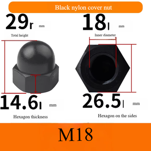 Tuerca hexagonal de cabeza redonda negra, tapa de tuerca de plástico, cubierta de tuerca, tapa de tornillo, grado 4.8, uso automotriz/electrónico, venta al por mayor M6/M8/M10/M12 - Product Image 6