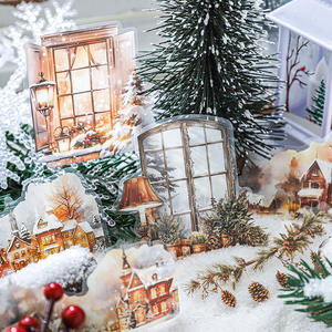 Hot Paper Trace Snowflake Falling Corner Series Pet Landscape Sticker Pack Retro Ins Diary Diy Escena Decoración Pegatinas. - Product Image 2