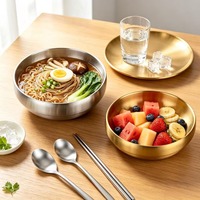 Bol à ramen coréen en acier inoxydable à double paroi, écologique, poli, grande capacité, empilable, pour restaurant et usage domestique