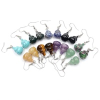 Boucles d'oreilles pendantes en cristal naturel en forme de gourde pour femmes, énergie de guérison, bonne chance, protection de la santé, bijoux de mode, charme