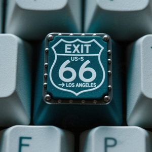 ปุ่มกดที่ทางออกทางหลวงของเรา-66วินเทจสไตล์อุตสาหกรรมย้อนยุค MX keycaps Los Angeles ออกแบบป้ายเส้นทาง (PBT double-shot Artisan Key) - Product Image 3