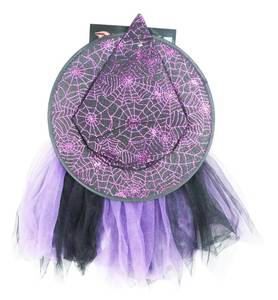 Conjunto de Disfraz de Carnaval MS Popular, Novedades, Calcetines a Rayas por Encima de la Rodilla, Falda Abombada, Sombrero de Bruja, Poliéster, Halloween - Product Image 3