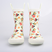 Bottes de pluie en caoutchouc pour enfants imprimées de coccinelles vertes