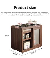 Solid Wood Mobile Tea Table with Glass Top Light Luxury Style Coffee Table Multi-functional Storage Trolley Home Furniture