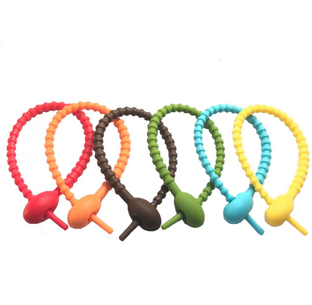 Amazon Hot Selling Household Snake Ties Bag Sealing Clips Reusable Multifunctional Colorful Silicone Cable Tie