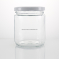 En stock – Pot en verre rond à large ouverture de 350 ml, 400 ml, 450 ml, 500 ml, 550 ml, 770 ml pour sauces, beurre de cacahuète, cornichons et autres aliments