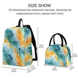 Fashion Watercolor Custom Design 2PCS Children Student <b>Backpack</b> Girl Casual <b>Backpack</b> School Bag and Lunch Bag Set for Boys - Product Image 6