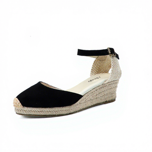 Vendita calda ladies summer fashion zeppe sandali zeppe <span class=keywords><strong>espadrillas</strong></span> la bocca poco profonda sandali con cinturino in pelle scamosciata di mucca - Product Image 4