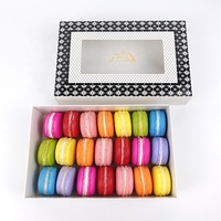 Boîte cadeau en papier avec fenêtre transparente, décor personnalisé, pour macarons, biscuits et donuts, emballage pour dessert