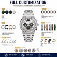 Montre chronographe automatique mécanique pour homme avec mouvement Miyota 9100, logo personnalisé, fabricant OEM, mois, semaine, 24 heures