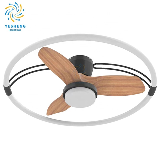 XD13 Modern Bedroom LED Ceiling Fan Light Wood Grain Fan