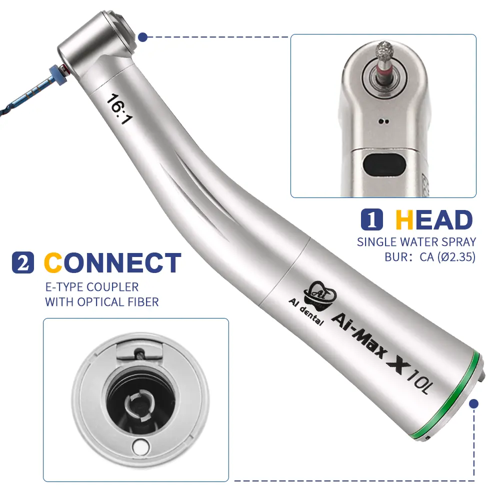 Basse vitesse 16:1 contre-angle pièce à main fibre optique dentaire anneau vert instrument endodontique unité de chaise dentaire X10L