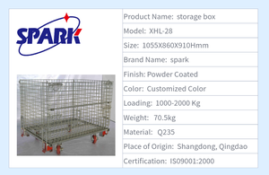 Conteneur en fil d'acier pliable galvanisé robuste Cargo et équipement de stockage vendus en usine pour Cage de fil de stockage - Product Image 2