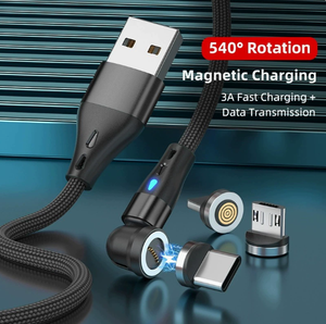Câble de charge magnétique USB 4-en-1, cordon de charge rapide 5A/6A compatible avec IP, Micro USB et Type C - Product Image 2