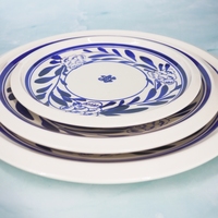 Assiettes en mélamine A5 A8 écologiques en gros, style rustique craquelé blanc, décor personnalisé, sans danger pour les aliments, compatibles lave-vaisselle