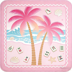Tapis de Mahjong américain en néoprène, 1 pièce, thème plage, <span class=keywords><strong>palmier</strong></span> rose, pour jeux de société, jeux de cartes et jeux de tuiles - Product Image 4