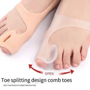 Correcteur d'<span class=keywords><strong>hallux</strong></span> <span class=keywords><strong>valgus</strong></span> en gel de silicone, séparateur à double trou, sangle de talon antidérapante, soutien de la voûte plantaire élastique, soin soulageant la douleur - Product Image 3