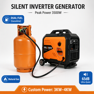 Generador Silencioso de Doble Combustible (Gasolina) 3KW~3.6KW de Onda Sinusoidal Pura con Tirador para Uso Doméstico y Exterior - Product Image 5