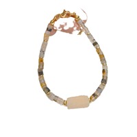Nouveau bracelet unisexe empilable fait main en pierre naturelle unique, perles d'agate, chaîne plaquée or délicate, fermoir, cadeau