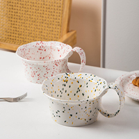 Grandes tasses à motif encre, bols à flocons d'avoine en céramique, bols à ramen, bols à dessert, mugs de grande capacité pour couples, bols en céramique créatifs