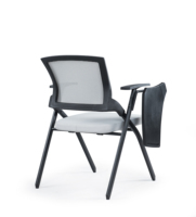 Chaise de formation ergonomique moderne pliable en alliage d'aluminium avec tablette d'écriture - Chaise de conférence exécutive réglable pour la maison