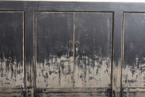 שאבי שיק צבוע יבש בסגנון wabisabi במצוקה סגנון wabisabi טבוע עץ שחור שש דלתות - Product Image 4