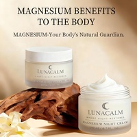 Crème au magnésium pour le visage, lissante, éclaircissante, raffermissante, hydratante, pour peaux normales, avec beurre de karité et lavande, pour le sommeil, estampillage doré