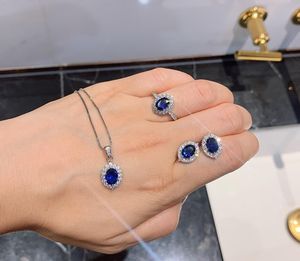 High-End Imitation Jewelry Sets Wholesale for Wedding & Party Platinum Plated Blue Treasure <b>Stud</b> <b>Earrings</b> - Product Image 1