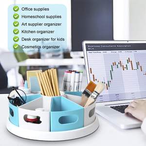 Organizador Giratorio de Escritorio 360°, Tipo Lazy Susan, para Marcadores y Lápices, con Compartimentos Extraíbles, para Oficina y Material Escolar - Product Image 4