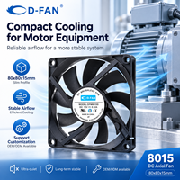 Ventilateur axial industriel silencieux 80x80x15 12V DC, moteur de ventilateur de refroidissement DC 8015 pour réfrigérateur 80mm