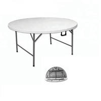 Table pliante ronde de 5 pieds pour banquet de salle à manger en plastique HDPE blanc massif 8-10 places pour événements