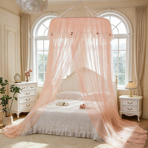 Zanzariera in poliestere di lusso leggero, stile francese, ispirata alle principesse, con baldacchino pieghevole a soffitto, design a <span class=keywords><strong>rete</strong></span> densa - Product Image 5