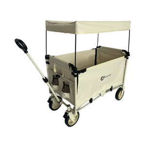 Vouwwagen met vier wielen van roestvrij staal, met kap voor winkelen en opbergen - Product Image 4