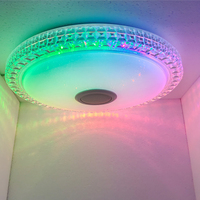 Plafonnier LED RGB intelligent avec haut-parleur Bluetooth, application et télécommande, changement de couleur, chambre d'enfant, salle de bain, blanc, 30 cm