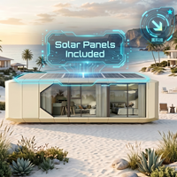 Maison capsule écologique avec panneau solaire, maison modulaire préfabriquée, villa capsule intelligente