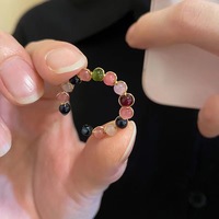 Verstellbare weibliche Öffnung Zeigefinger ringe Neue bunte natürliche Kristalls tein perlen Inlay Set Legierung für Verlobung feier