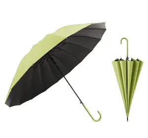 Manufacture Waterproof Cheap Wholesale 16 Ribs Auto Open Custom With Logo Durable Lady Golf Stick Straight Umbrella