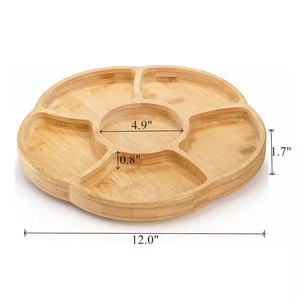 Bamboo Rotating Serving <b>Tray</b> 6 Compartment Lazy Susan Platter For <b>Snacks</b> Fruits Appetizers - Product Image 2