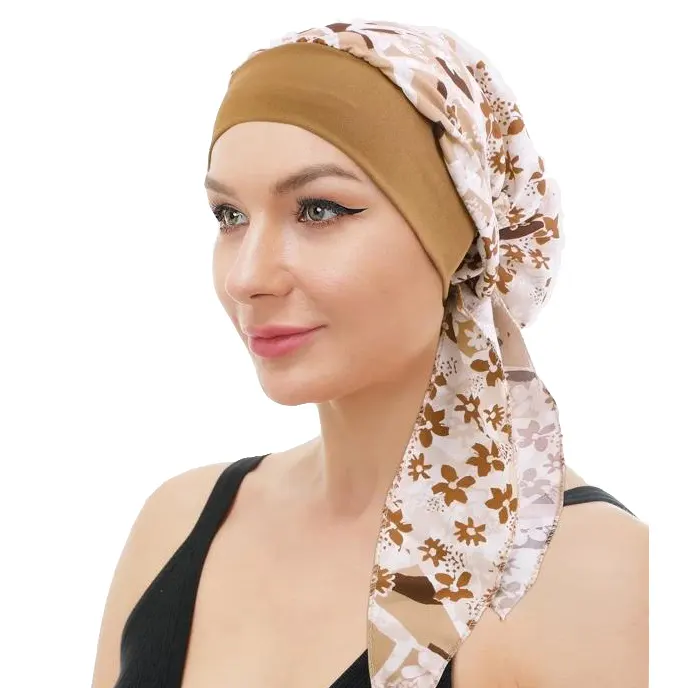 Outdoor Women Designer Polyester Headscarf Pre-Tied Head wraps Bulk Muslim Head Turbans