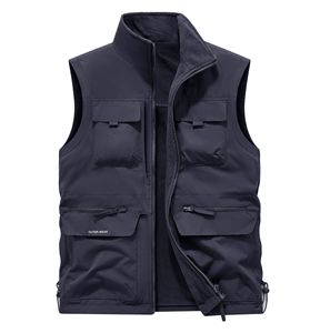 Chaleco Formal de lona de doble cara con logotipo personalizado OEM, ropa de trabajo gruesa multibolsillo multifuncional para exteriores para hombre al por mayor - Product Image 4