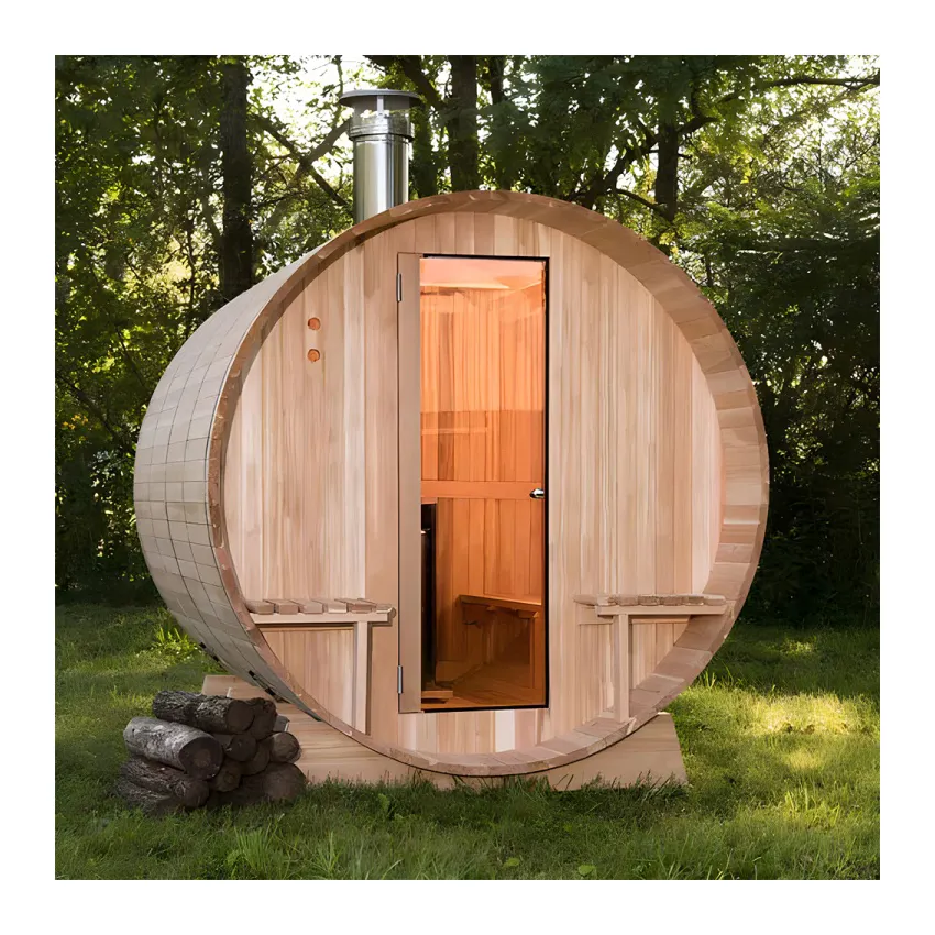 Hot-Selling Traditionele Huis Buiten Hout Sauna Met Kachel En Steen 2 Persoons Vat