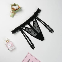 Lingerie Garter renda seksi wanita celana Dalam Suspender pola hati jala tipis dengan 4 tali untuk stoking Boudoir