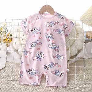 Yürüyor Boys t-shirt gömlek Tops yaz yenidoğan pijama açık Romper 100% % pamuk kısa kollu tarama takım çocuklar için - Product Image 5