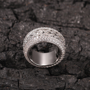 Bague cubaine rotative en zircon micro-incrusté de hip-hop transfrontalier bague hipster de personnalité de mode de galvanoplastie en or véritable - Product Image 2