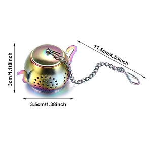 Chất lượng cao ấm trà hình dạng lỏng Tea Infuser thép không gỉ lá trà <span class=keywords><strong>Maker</strong></span> Lọc cầu vồng vàng bạc Thảo dược gia vị Lọc - Product Image 4