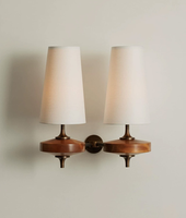 Applique murale vintage en bois avec abat-jour en tissu rétro français, éclairage LED pour chambre à coucher, chevet, couloir, hôtel, éclairage décoratif intérieur