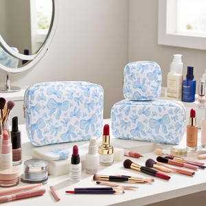 <span class=keywords><strong>S</strong></span> M L XL rosa con fiocco stampato per bambini bambini studenti di conservazione quotidiana da viaggio con cerniera borse da toilette marsupio Anti-acqua in Nylon borse per il trucco - Product Image 2