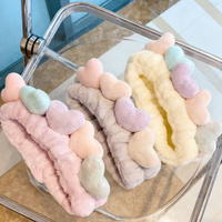 Bandeaux élastiques pour femmes, personnalisables, colorés, en forme de cœur, en polaire corail douce et moelleuse, réutilisables, antidérapants, style doux, pour spa, yoga et lavage du visage