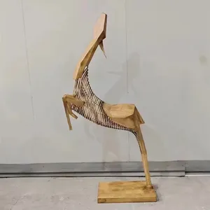 Escultura de ciervo de acero inoxidable moderna de lujo, escultura de animales de Interior de Metal abstracto, artículos de exhibición, adornos de jardín
