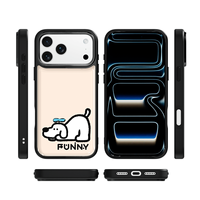 Coque de téléphone AG Feeling Black Edge avec motif chien couché doré pour iPhone 17, 17 Pro Max, 16 Pro, 15, 15 Pro Max – Coque magnétique